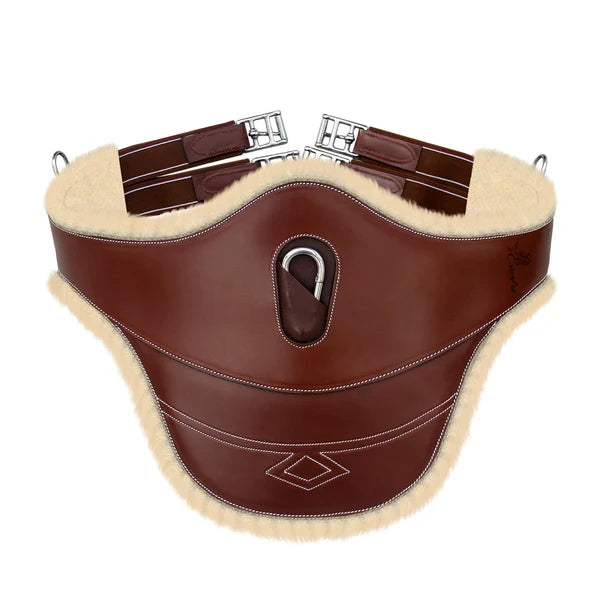Thick Lined Fancy Belly Guard Girth with Sheepskin Padding and Snap Hook - Matching Elastic