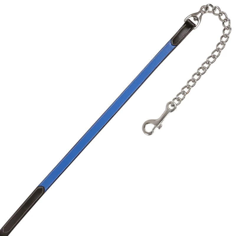 Duo-Tone Leather Lead with Chain - Blue