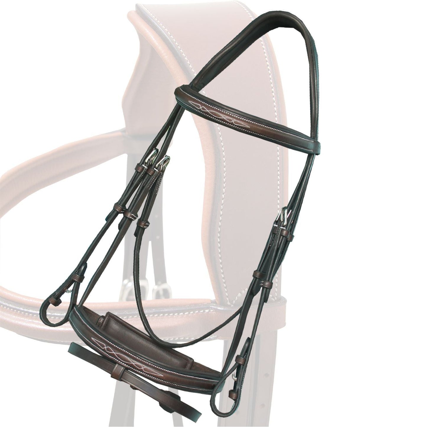 ExionPro Designer Fancy Stitched Bridle with Flash and Rubber Reins