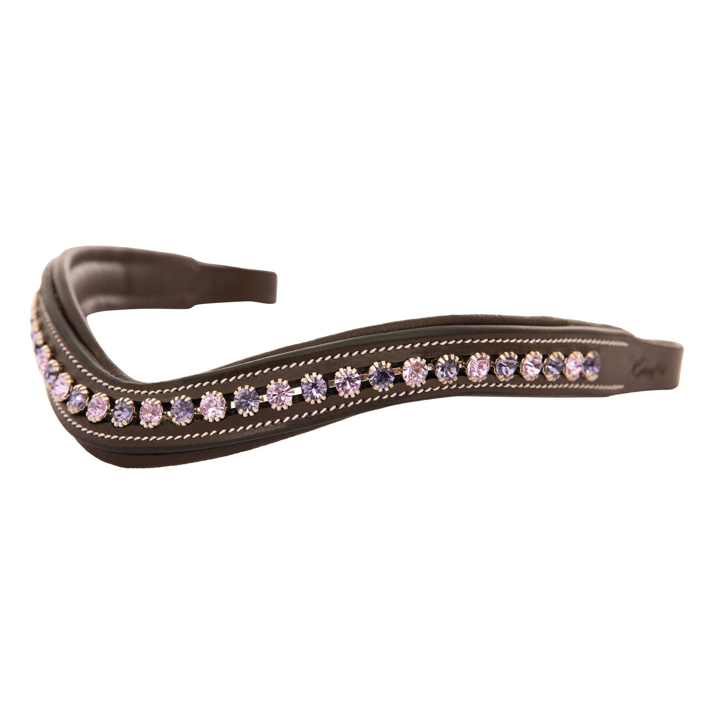 ExionPro Elegant Deep Curved Soft Padded Tanzanite, Violet Colored Crystal Decorated Browband