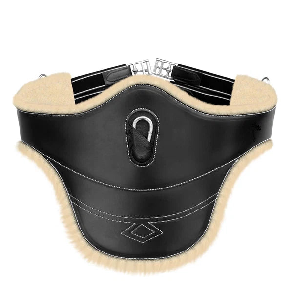 Thick Lined Fancy Belly Guard Girth with Sheepskin Padding and Snap Hook - Matching Elastic