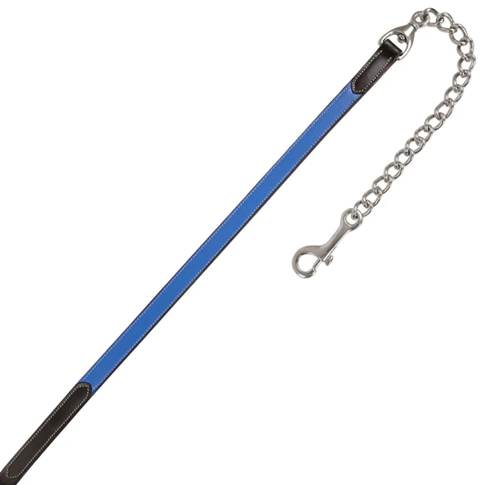 Duo-Tone Leather Lead with Chain - Blue