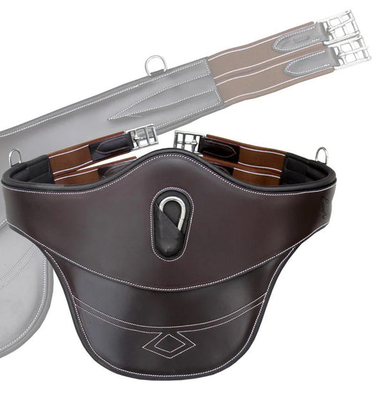 Thick Lined Fancy Belly Guard Girth with Leather Padding and Snap Hook - Matching Elastic