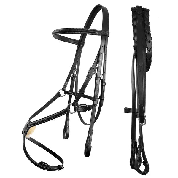 Black Figure 8 Bridle with Laced Reins
