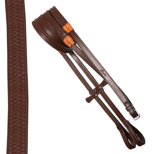 Rubber Reins with Leaf Style Martingale Stoppers