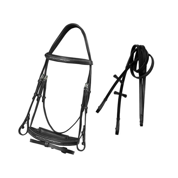 Anatomic Bridle – Vegetable Tanned Leather | Ergonomic Crown, Padded Noseband & Rubber Reins
